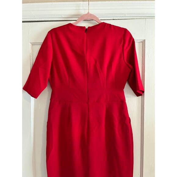 Signature by Robbie Bee Red Ruffle Sheath Dress Size 10P - Picture 10 of 13